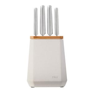 Stone Knife Block Set Snow Terrazzo 5 Piece