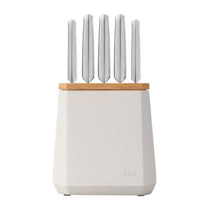 Stone Knife Block 6pc Set Snow Terrazzo