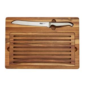Pro Double Serrated Bread Knife & Bread Cutting Board Set 2 Piece