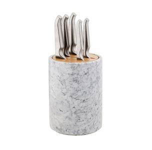 Round Marble Block Set White & Oak