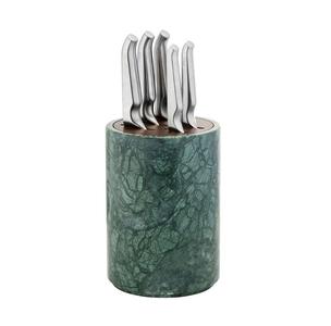 Round Marble Block Set Green & Oak