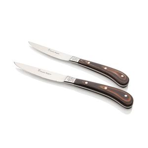 Pistol Grip Woodland Steak Knives Brown 4 Piece Set