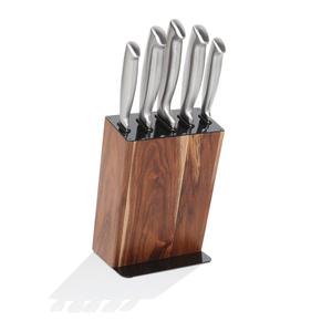 Sr Acacia Black 6 Piece Knife Block