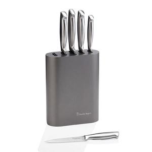 Vertical Oval Metallic Pewter Knife Block Set 6 Piece