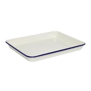 Enamel Bake Tray 800ml / 26.5cm Blue Rim