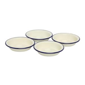 Enamel Pie Dishes 12cm Set of 4 Blue Rim