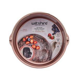 Rose Gold Air Fryer Round Cake Pan with handle 19 x 18 x 7.5cm