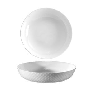 Diamond White Tempered Glass Flat Bowl 20cm x 4.4cm
