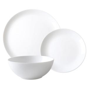 White Coupe Tempered Glass 12 Piece Dinner Set