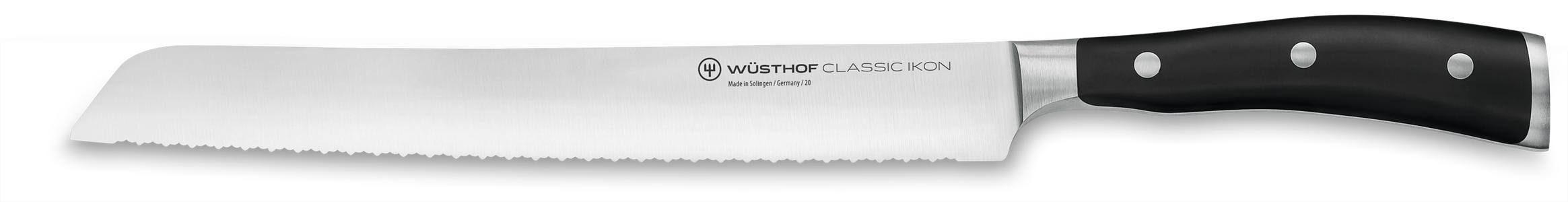 Classic Ikon Black Bread Knife Double Serrated 23cm