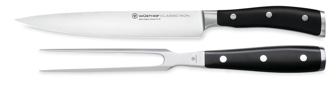 Classic Ikon Black Carving Knife 2 Piece Set