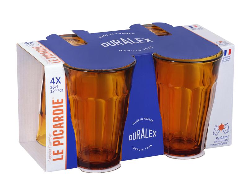 Picardie Hi Ball Tumbler Amber 360ml - Set 4