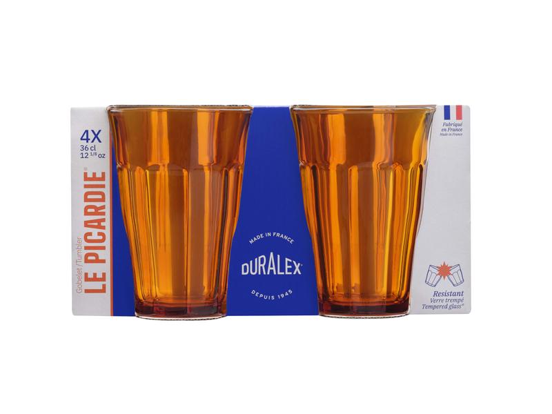 Picardie Hi Ball Tumbler Amber 360ml - Set 4