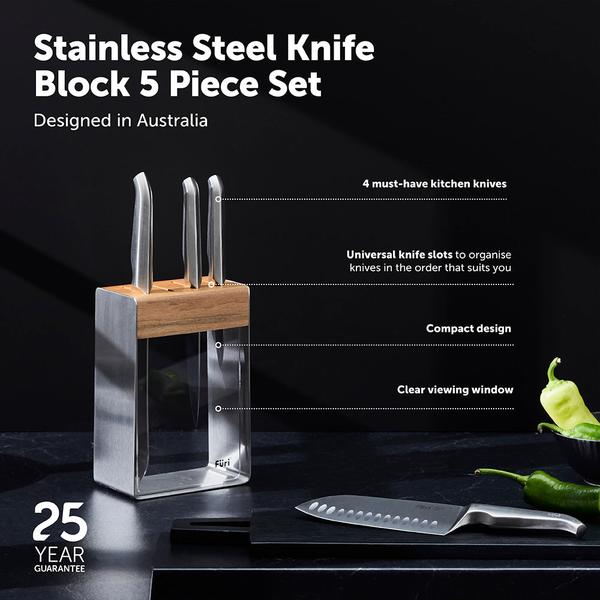 Pro Stainless Steel Knife Block Set 5 Piece