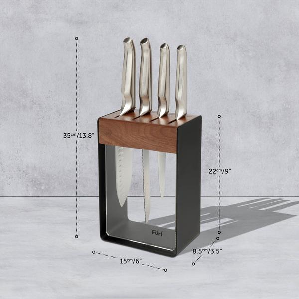 Pro Black Stainless Steel Knife Block Set 5 Piece
