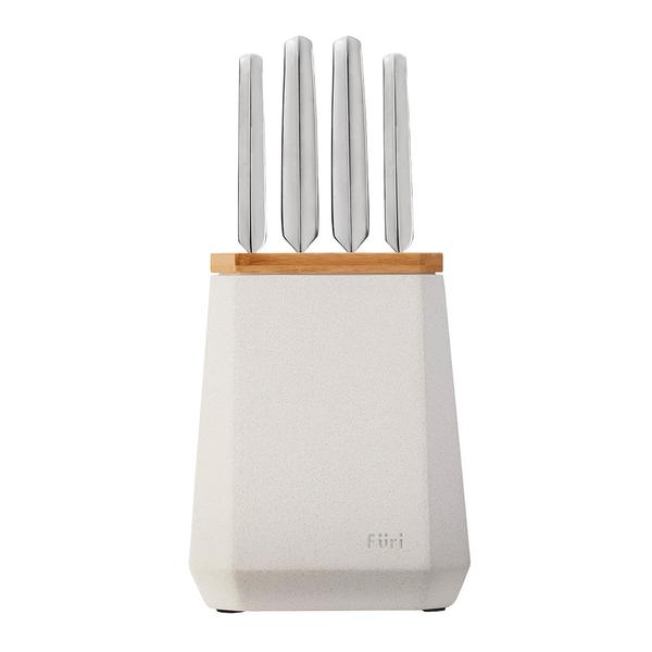 Stone Knife Block Set Snow Terrazzo 5 Piece