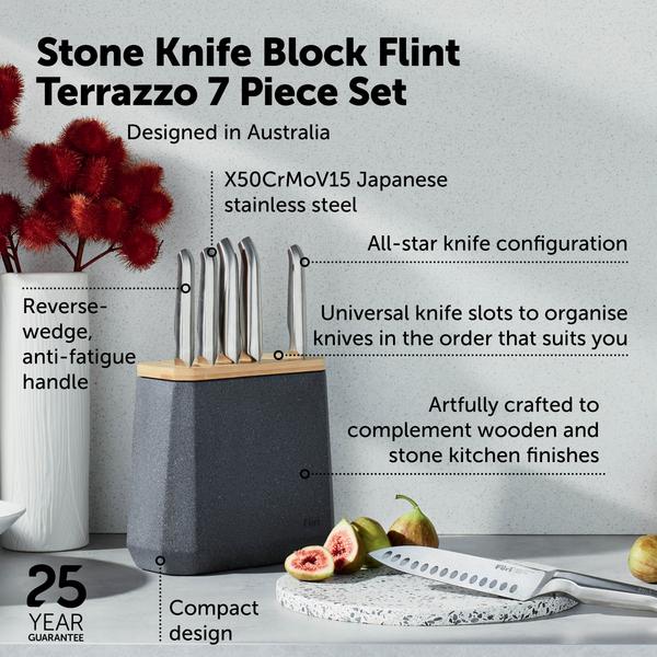 Stone Knife Block Set Flint Terrazzo 7 Piece