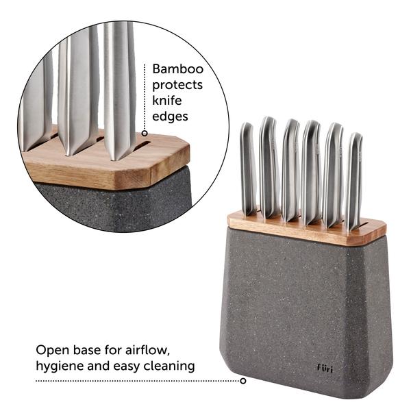 Stone Knife Block Set Flint Terrazzo 7 Piece