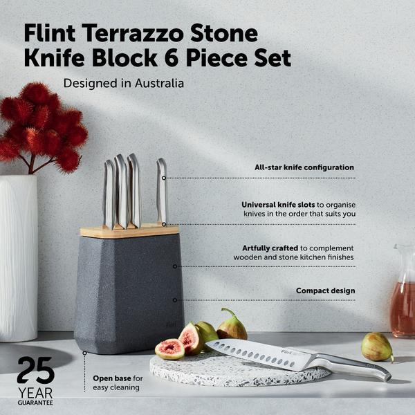Stone Knife Block Set Flint Terrazzo 6 Piece