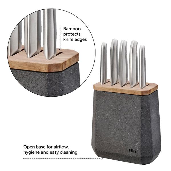Stone Knife Block Set Flint Terrazzo 6 Piece