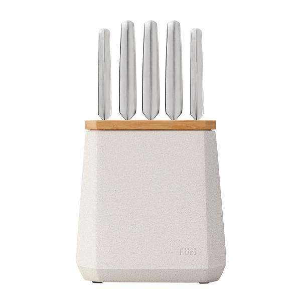 Stone Knife Block 6pc Set Snow Terrazzo