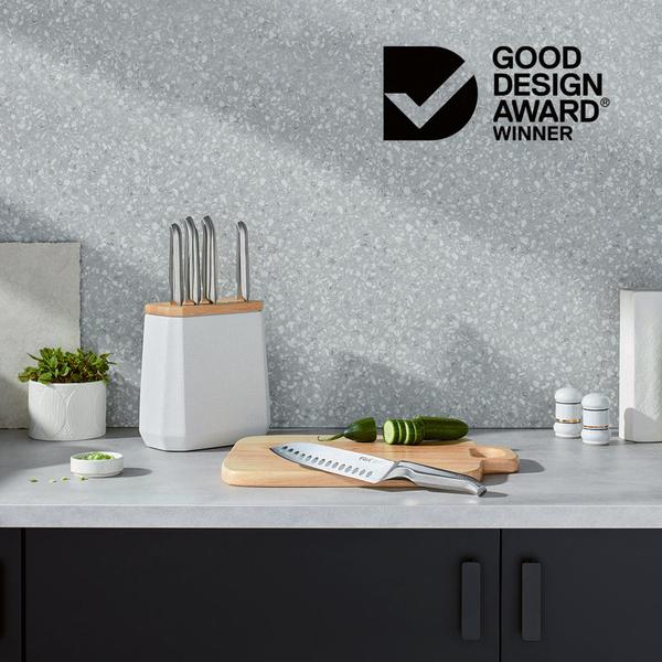 Stone Knife Block 6pc Set Snow Terrazzo