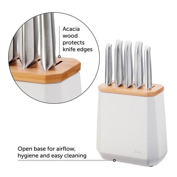 Stone Knife Block 6pc Set Snow Terrazzo