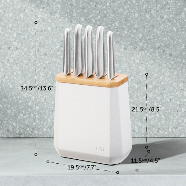 Stone Knife Block 6pc Set Snow Terrazzo