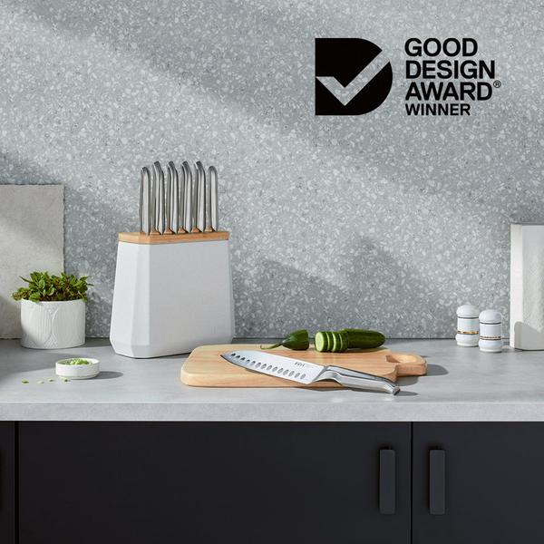 Stone Knife Block Set Snow Terrazzo 7 Piece