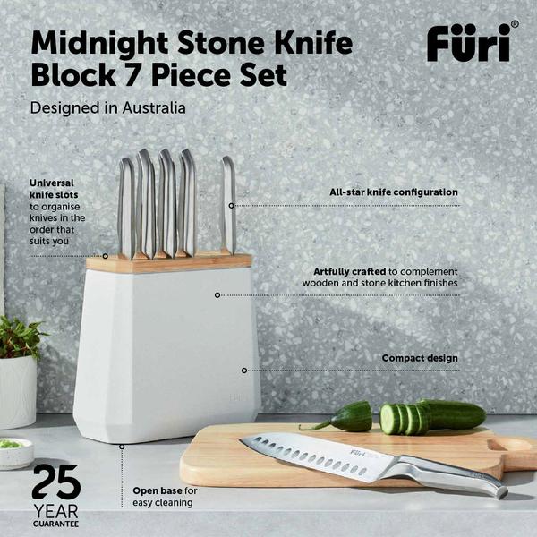 Stone Knife Block Set Snow Terrazzo 7 Piece