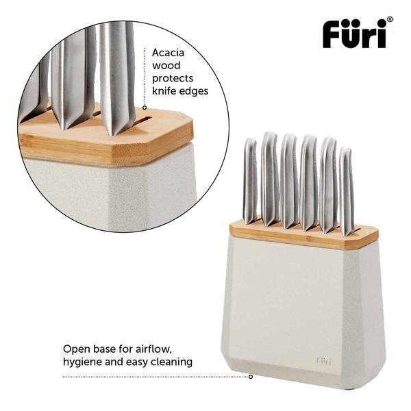 Stone Knife Block Set Snow Terrazzo 7 Piece