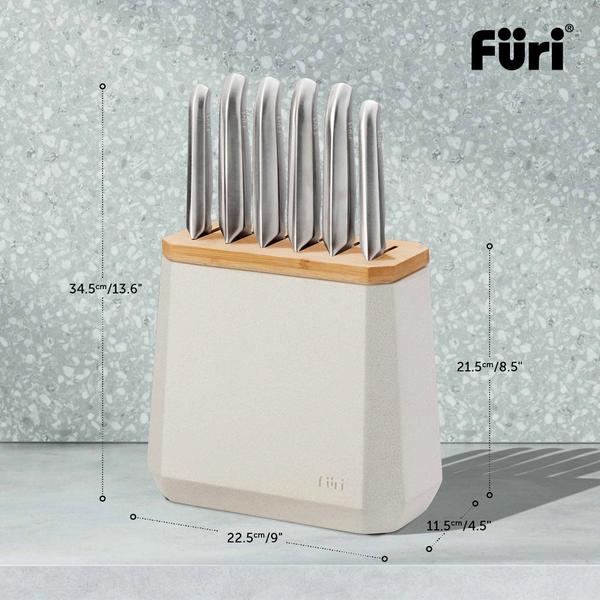 Stone Knife Block Set Snow Terrazzo 7 Piece
