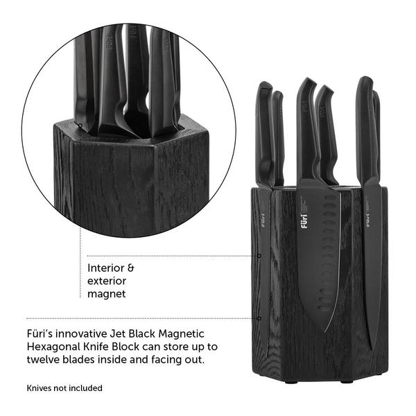 Pro Jet Black Magnetic Hexagonal Knife Block