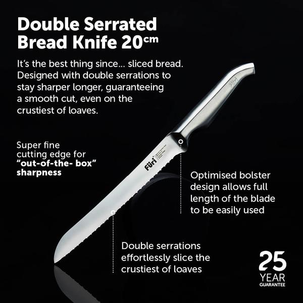 Pro Double Serrated Bread Knife & Bread Cutting Board Set 2 Piece