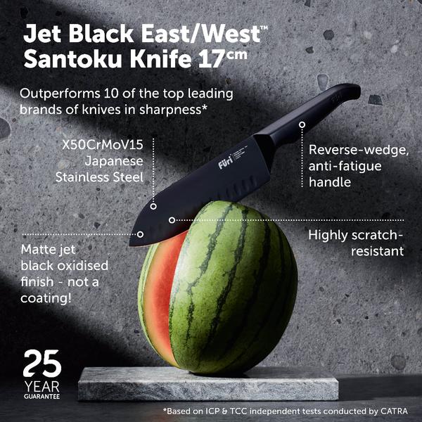 Pro Jet Black East/West™ Santoku Knife 17cm
