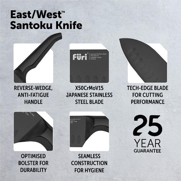 Pro Jet Black East/West™ Santoku Knife 17cm