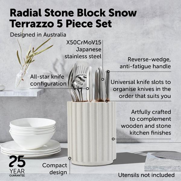 Radial Stone Block Set Snow Terrazzo 5 Piece