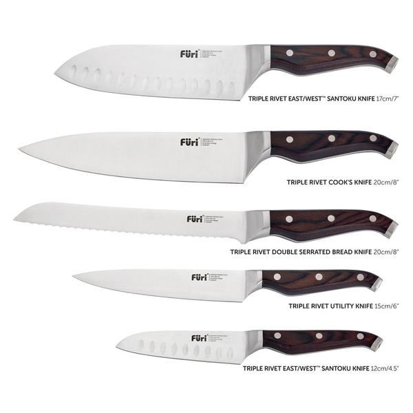 Triple Rivet Magnetic Knife Block Set 6 Piece