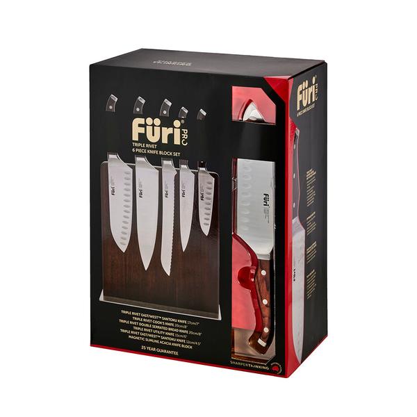 Triple Rivet Magnetic Knife Block Set 6 Piece