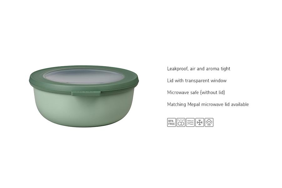 Cirqula Round Storage Bowl 750ml in Nordic sage