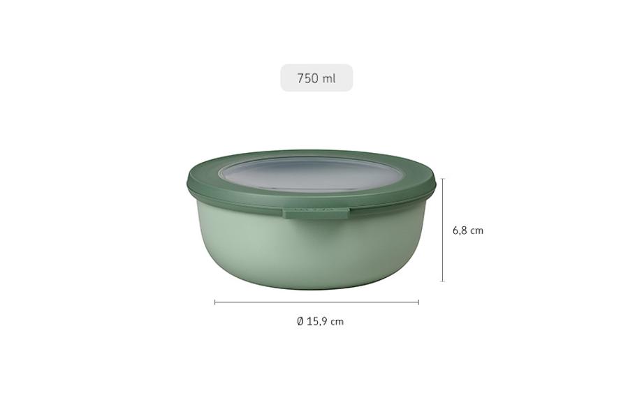Cirqula Round Storage Bowl 750ml in Nordic sage