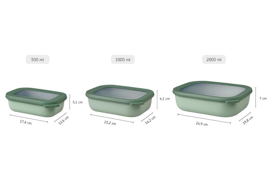 Cirqula Rectangular 3 piece small set in Nordic Sage