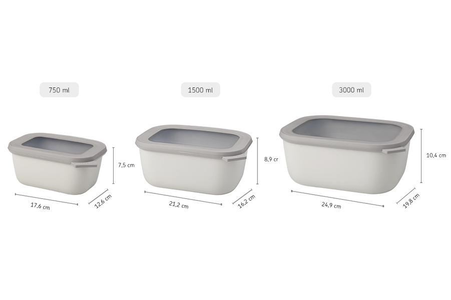 Cirqula Rectangular 3 piece large set in Nordic White