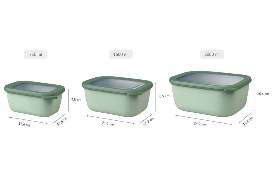 Cirqula Rectangular 3 piece large set in Nordic sage