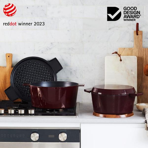 French Oven Grill Duo Gloss Bordeaux 28cm