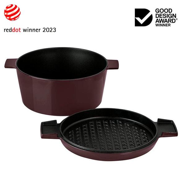 French Oven Grill Duo Gloss Bordeaux 28cm