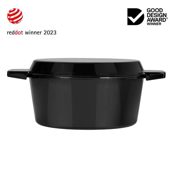 French Oven Grill Duo Gloss Onyx 24cm