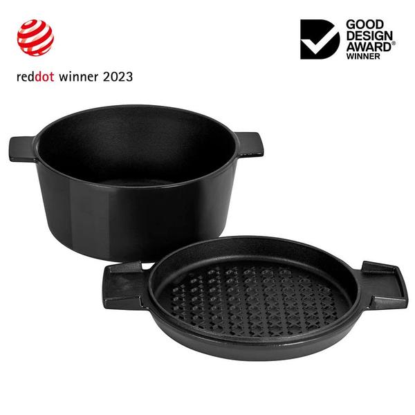 French Oven Grill Duo Gloss Onyx 24cm