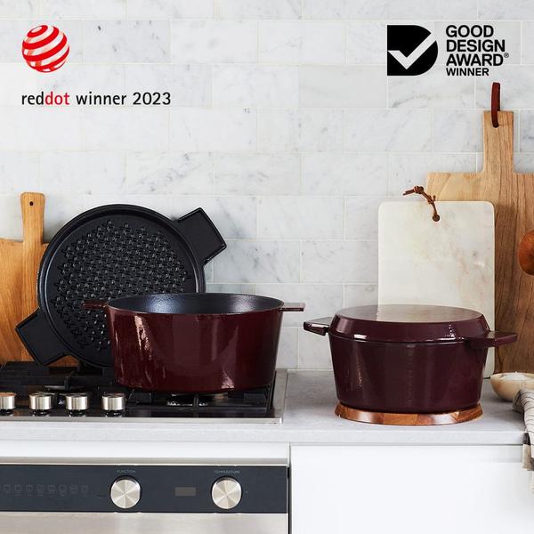 French Oven Grill Duo Gloss Bordeaux 24cm