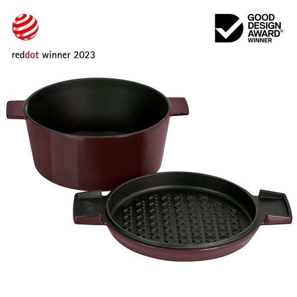 French Oven Grill Duo Gloss Bordeaux 24cm